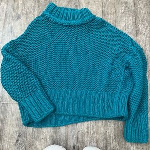 FREE PEOPLE TURQUOISE KNIT SWEATER